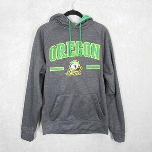 Oregon Ducks Mascot Pullover Hoodie Men's M Gray Green Athletic Sweatshirt